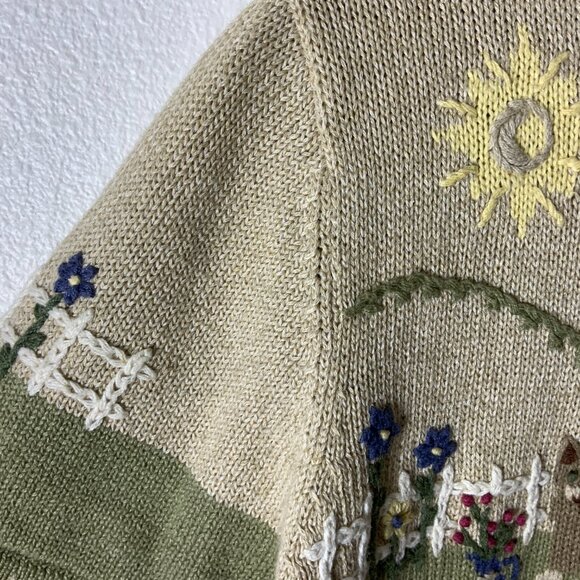 Christopher & Banks, Sz S, Women blouse, green & beige, Hand embroidered. - Picture 4 of 6